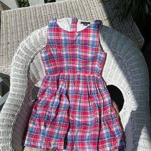 Ralph Lauren dress. Pink w/blue plaid. Covered buttons above open back. So cute!
